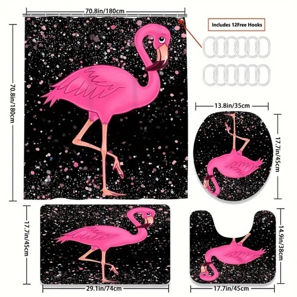 4pc Pink Flamingo Bathroom Set NWT - Picture 11 of 11
